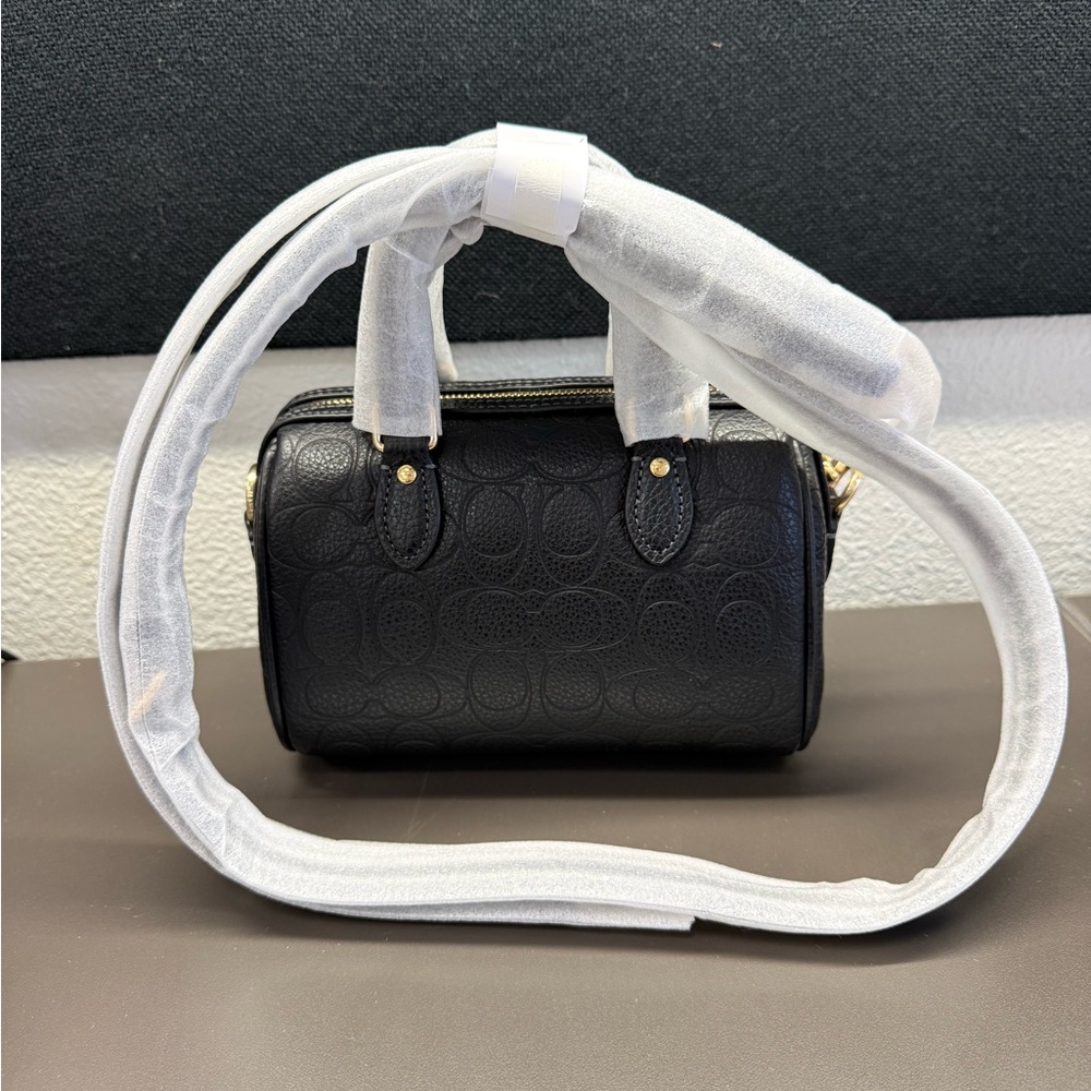 Coach Black mini Rowan signature leather with Gold Accents-NWT - Picture 3 of 5
